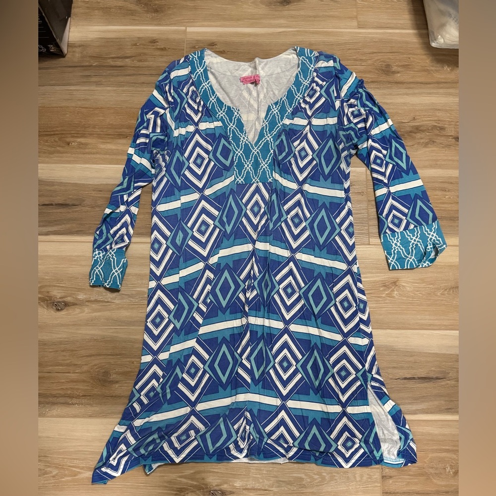Blue geometric dress